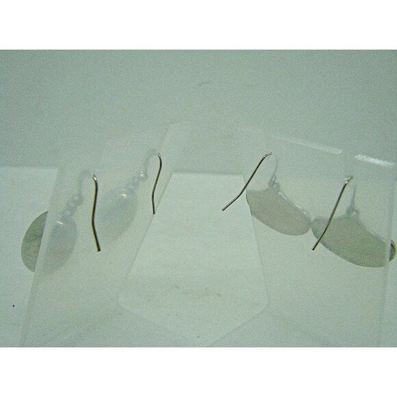 Lot of 2 Dangle Earrings Hammered & Puffy Bulb Designs 1" Fashion Silver Tone - Picture 4 of 6